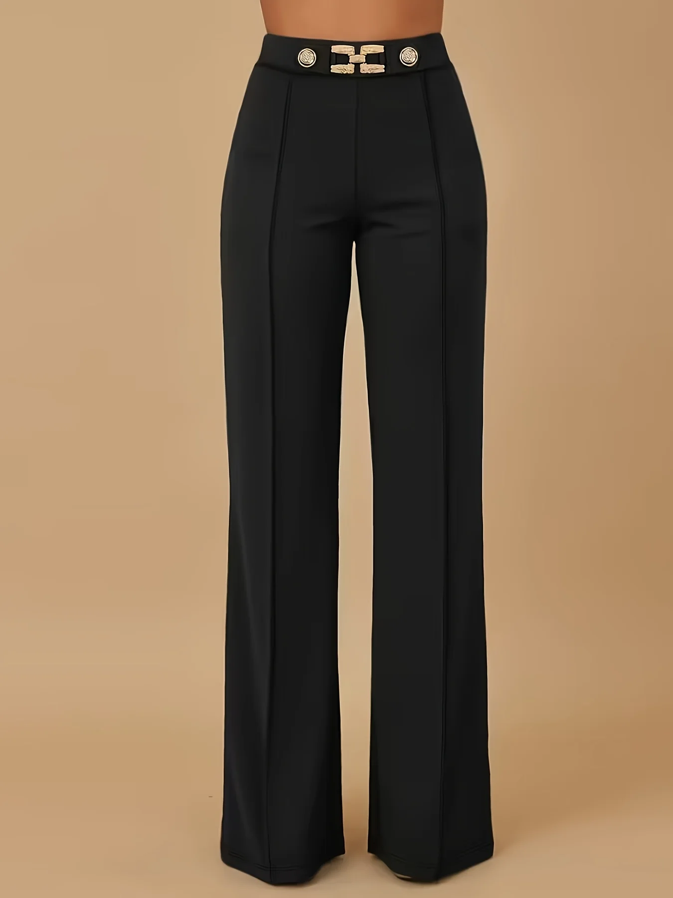 

Элегантные женские однотонные трикотажные брюки с высокой талией, подходящие для разных случаев, длинные брюки на все сезоны