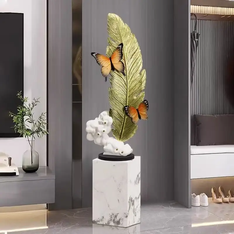 for-116X31CM Feather Floor Decoration for the Living Room an Accessory Placed Beside Large Luxurious High-end TV Cabinet）