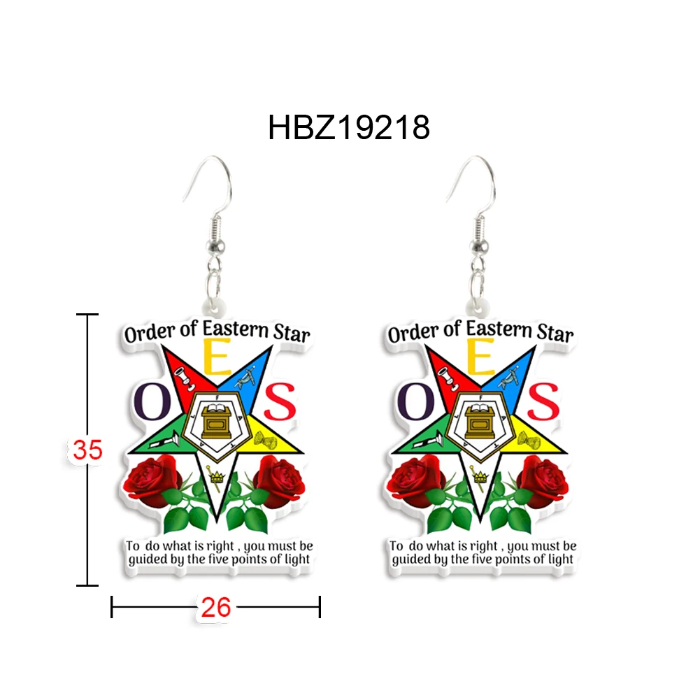 New Arrival Sorority Eastern Star OES Women Drop Earrings Acrylic Cute Multicolour Fashion Jewelry For Woman Girls Party Gift