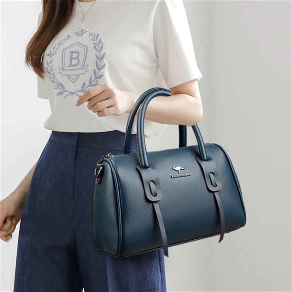 Genuine Soft Leather Handbags for Women Vintage Shoulder Tote Bag Luxury Designer Ladies Large Capacity Purse Bags Sac A Main