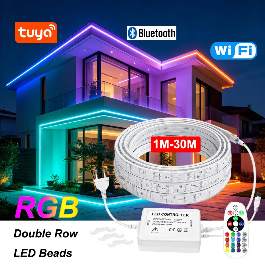 220v-double-row-ld-beads-rgb-led-light-strip-1m-30m-smd5050-dimmable-flexible-tape-ir-remote-bluetooth-tuya-smart-wifi-control