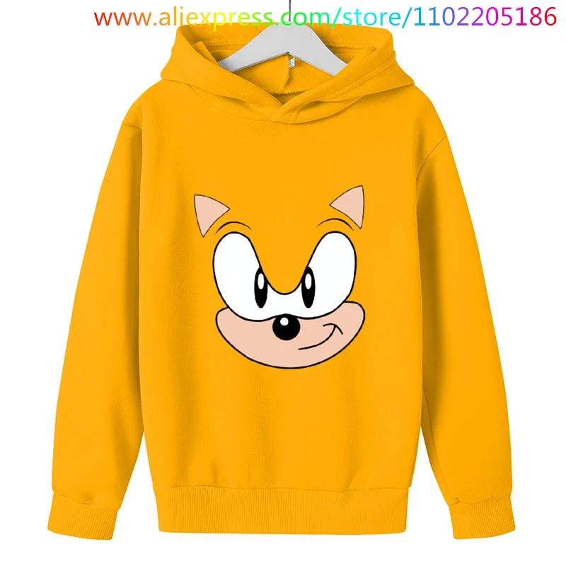 2022 New Spring Autumn Sonic Hoodies Kids Cartoon Boys Girls Long Sleeve Sweatshirt Children Casual Hood Tops 100cm-160cm Heigh