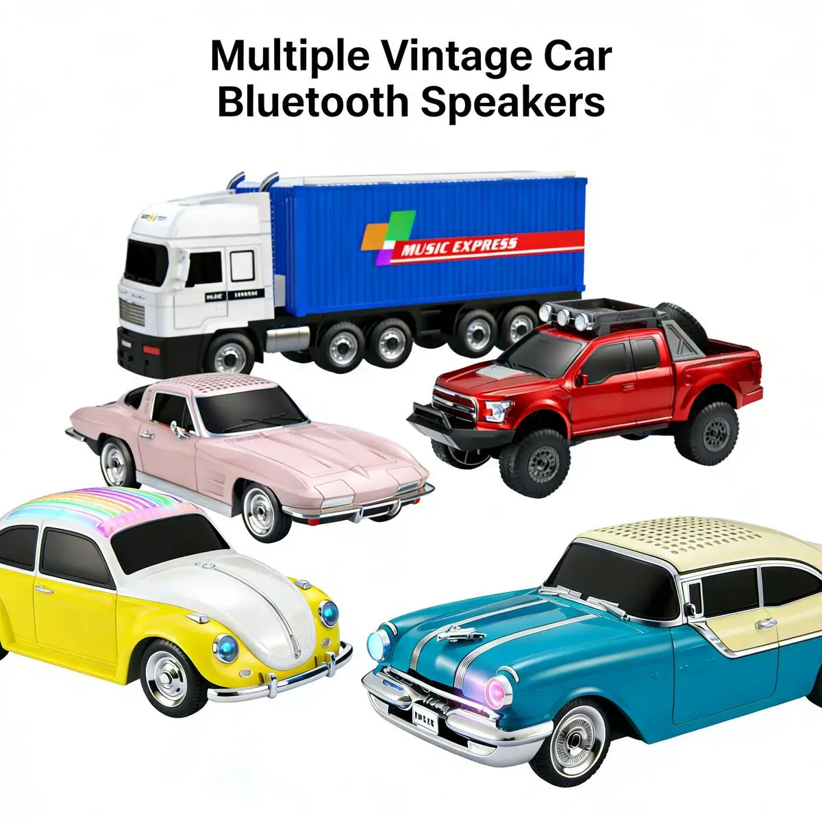 

New Multiple Vintage Car Bluetooth Speakers Support USB Flash TF Card FM Radio HiFi Stereo for Desktop Decor Music Lovers Gift
