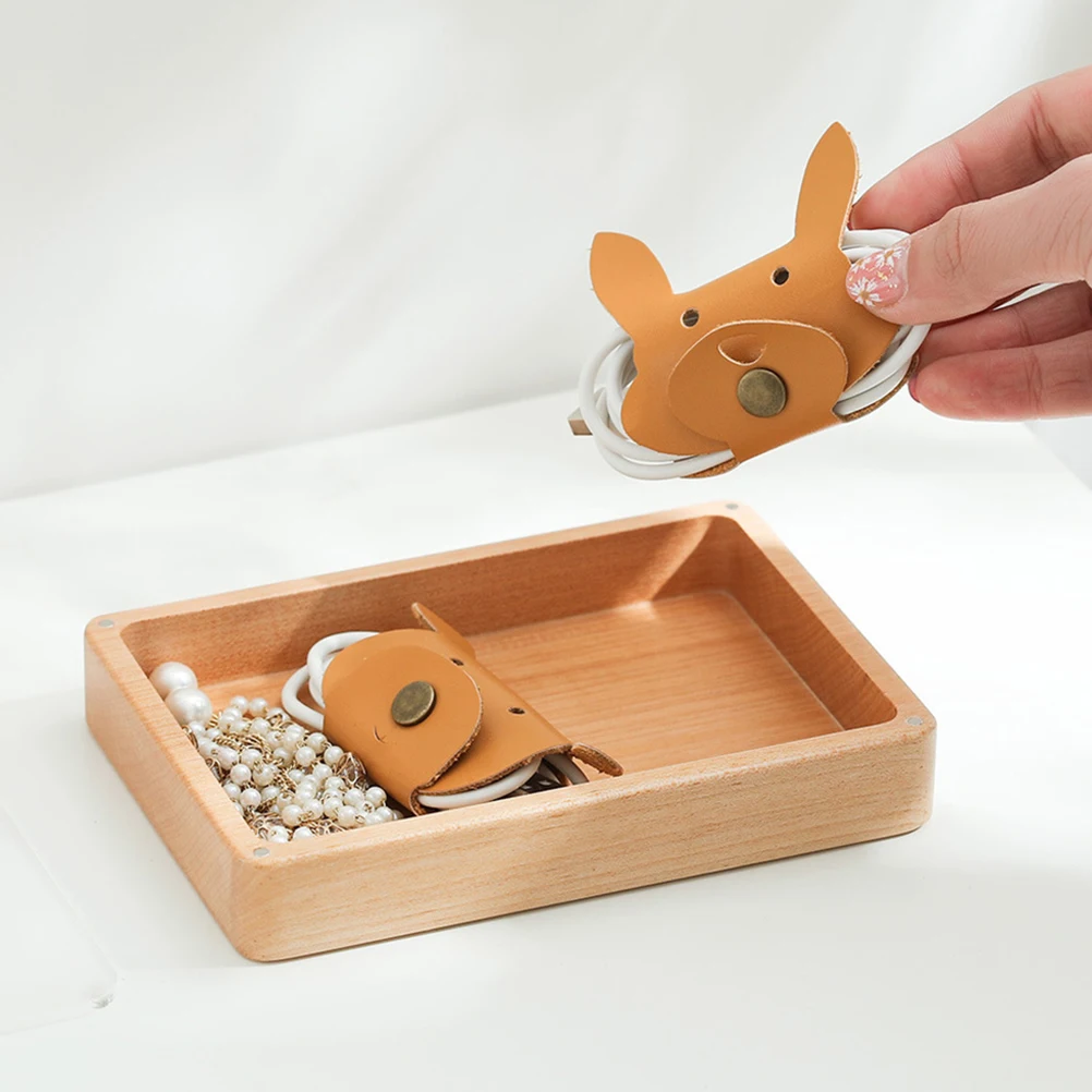 

3 Pcs Data Cable Organizer Wire Holders for Cords Management Headset Winder Animal Imitation Cowhide