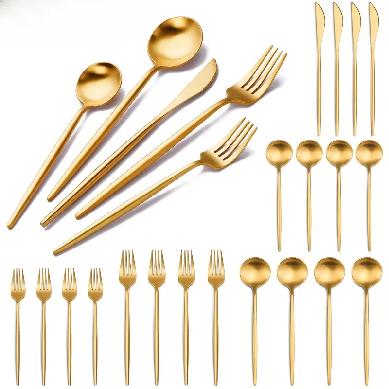 

Thickened matte gold tableware set, stainless steel tableware set