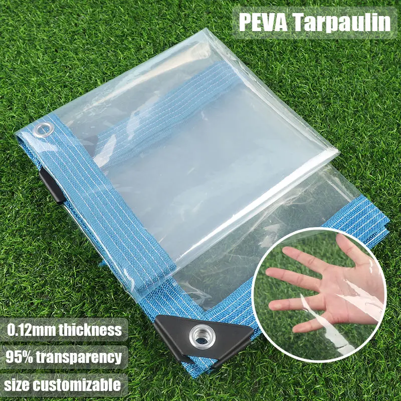 Customizable PEVA Transparent Tarpaulin Outdoor Waterproof Fence Greenhouse Film Rainproof Cloth Pets House Raincover Plant Tarp