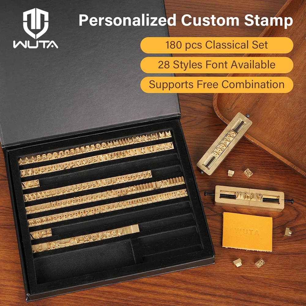 

WUTA Custom Logo Alphabet Brass Stamp Kit Letter,Number,Symbol Personality Leather CNC Engraving for Hot Foil Stamping Machine