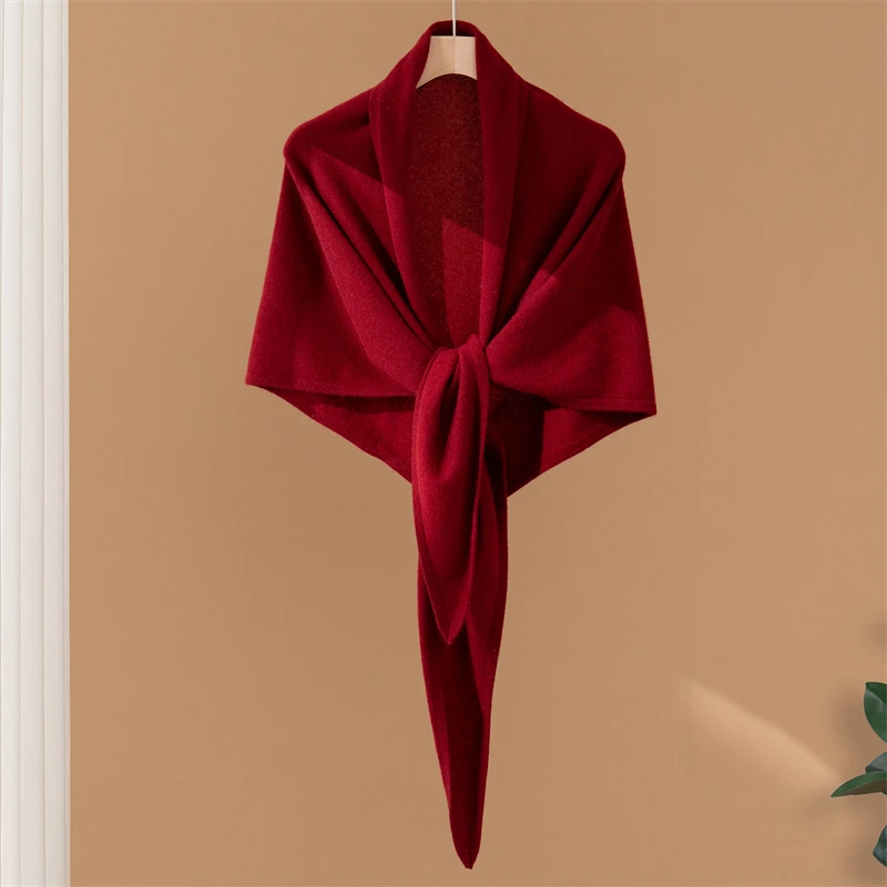 

ADDONEE Women's 100% Cashmere Shawls Triangle Scarf Autumn Winter Soft Comfy Cashmere Knit Wraps Grace Simple Style Shawl