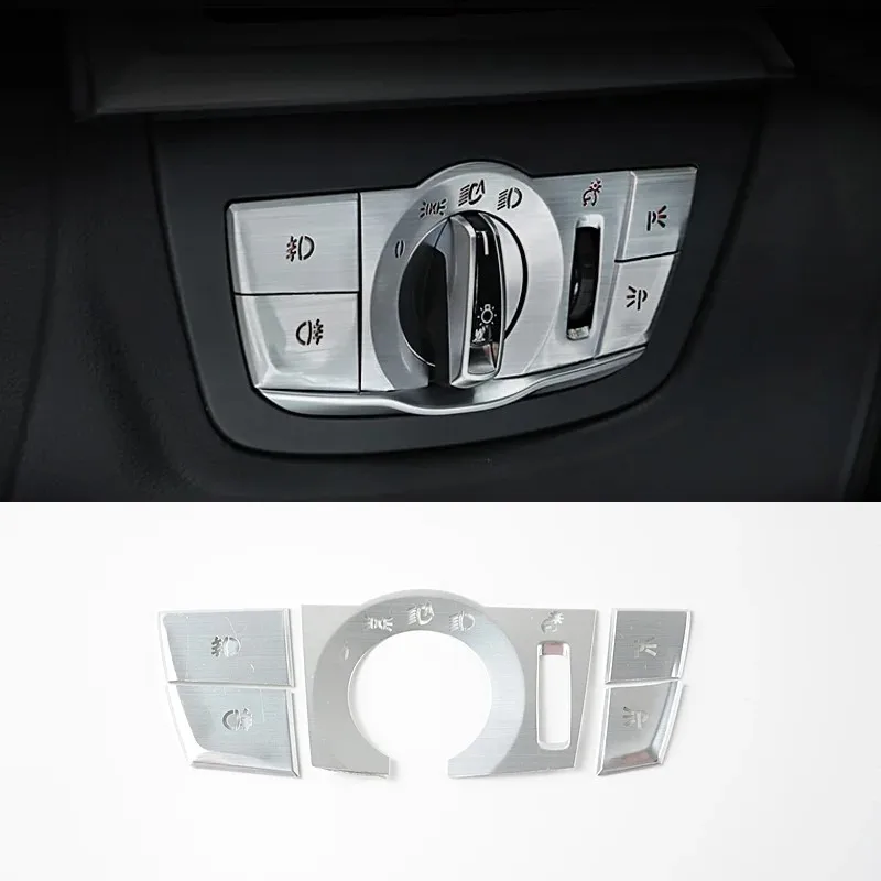 

Aluminium Alloy Sticker Car Control Head Lamp Switch Buttons Cover Trim For BMW 5 Series G30 2018-2022 Interior Accessories