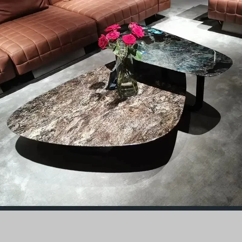 

Italian minimalist platinum diamond natural marble blue jadeite luxury stone rock slab coffee table
