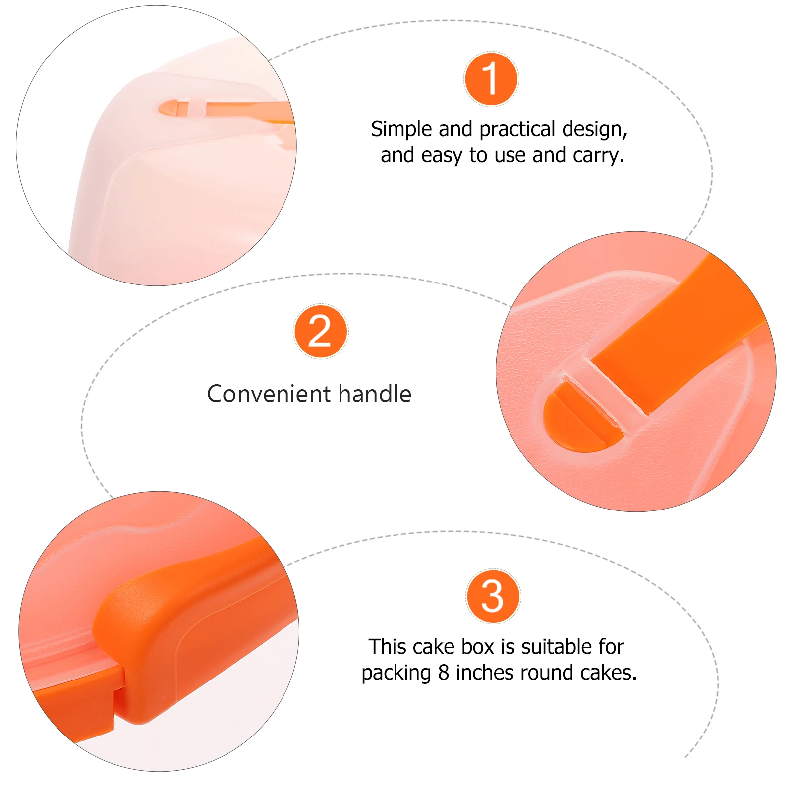 

1Pcs Cake Carrier Transparent Portable 8 Inch Round Cake Container Food Grade Easy Carry Handle Ideal for Birthday Party Baby