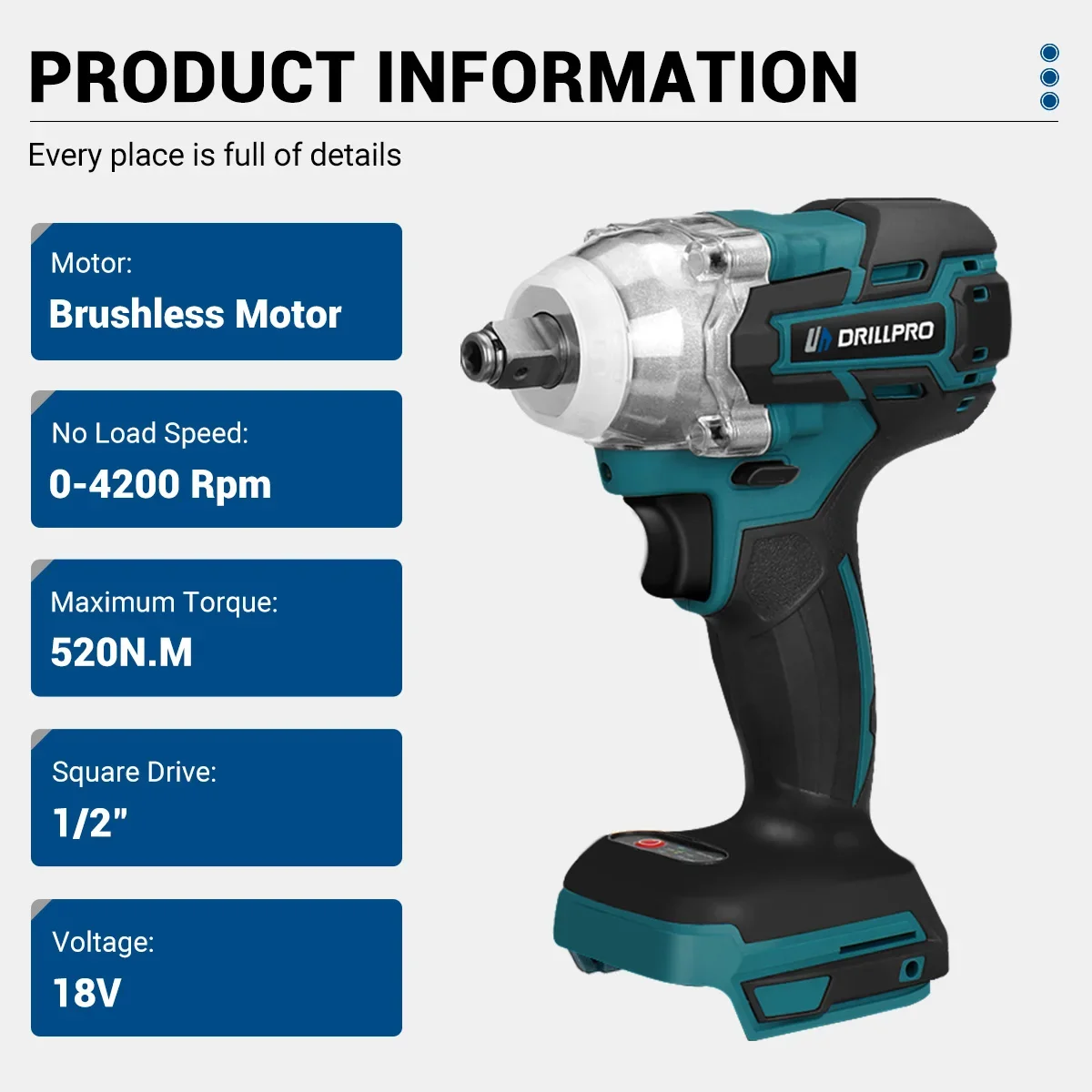 Drillpro 4 IN1 Power Tool Set Wireless Wrench Grinder Hammer With 4 Battery Charging Electric Drill Tool Set For Makita Battery