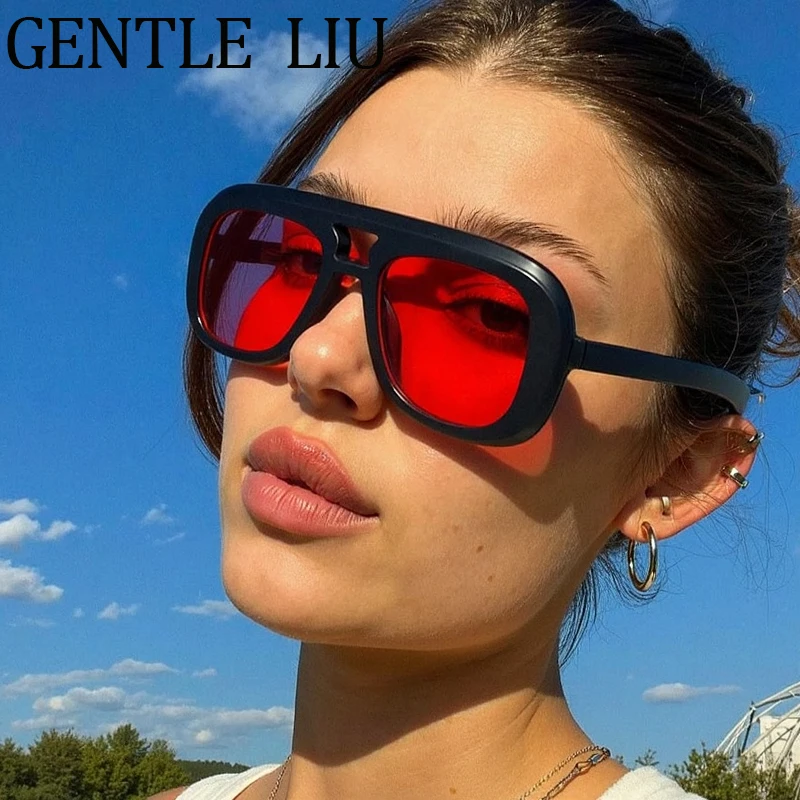 

Steampunk Oversized Square Sunglasses Women 2025 Luxury Brand Vintage Double Beam Punk Shield Sun Glasses Outdoor UV400 Shades