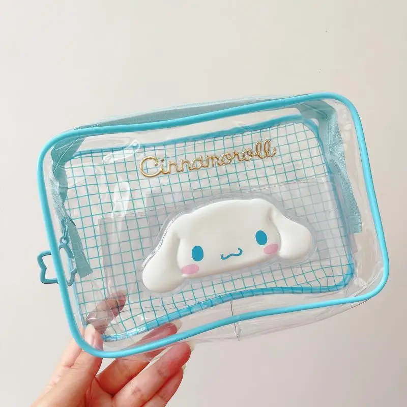 Sanrio Hello Kitty Kuromi Cinnamoroll Pachacco Cute Cartoon Transparent Makeup Storage Bag Kawaii Periphery Lovely Home Decor