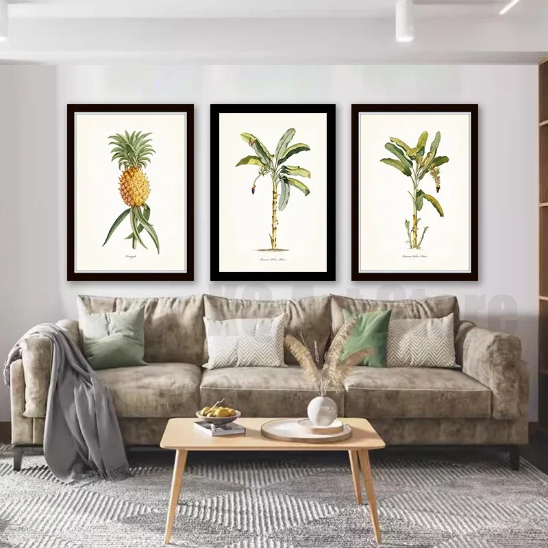 خمر النباتية الاستوائية طباعة الأناناس ديكور الساحلية النباتية المشارك أشجار النخيل قماش لوحات لغرفة المعيشة هدايا المنزل #5
