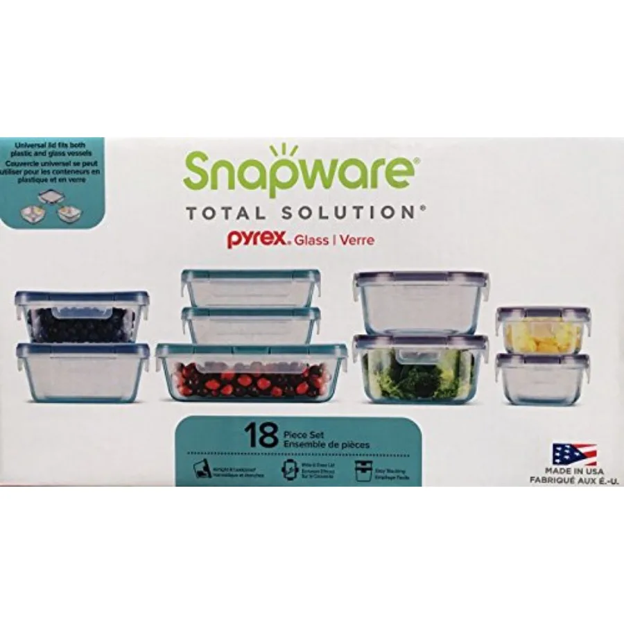 

18-piece Pyrex Glass Food Storage Set Purple and Blue