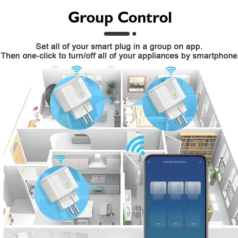 Tuya Zigbee,WiFi Smart Plug 20A,16A EU Smart Socket With Power Monitoring Timing Function Voice Control Via Alexa,Google Home