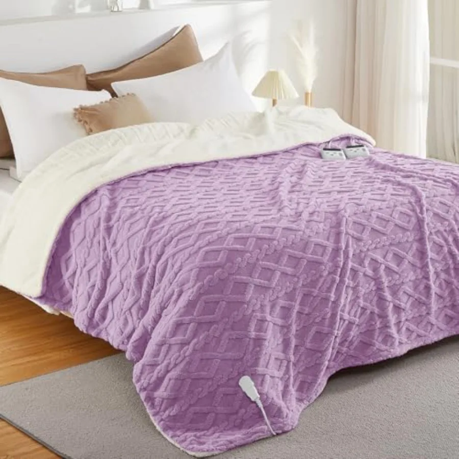 

Electric Blanket Queen Size Dual Control - Thick Tufted Sherpa Heated Blanket with 10 Heating Levels and 10 Time Settings ETL C