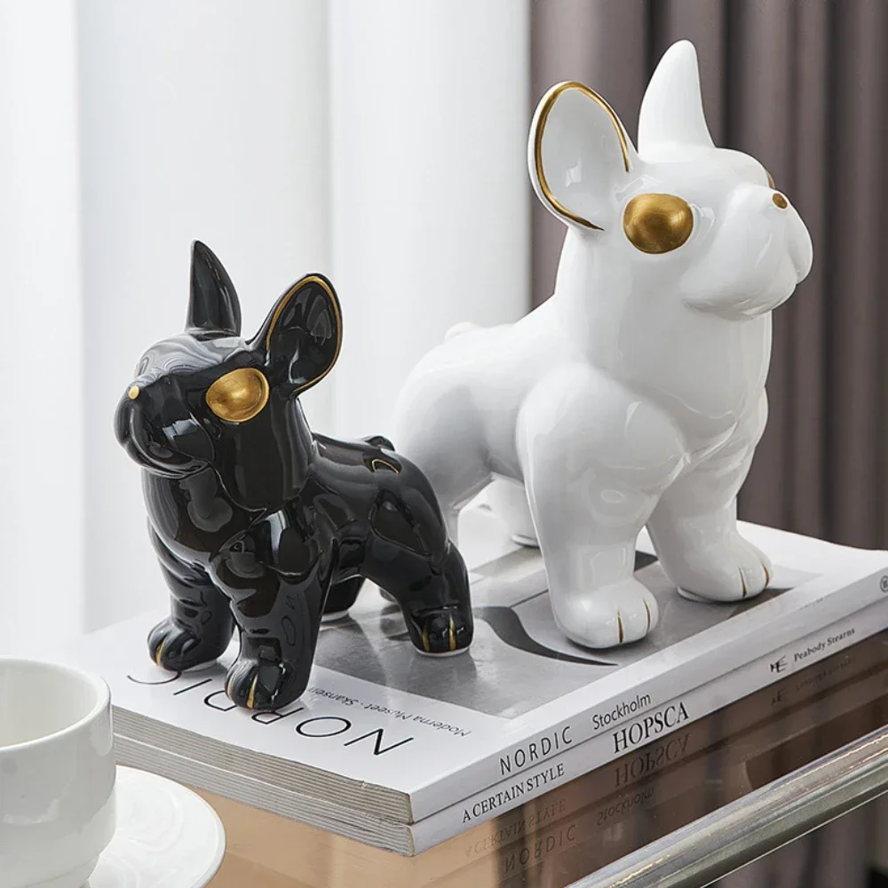 Home Ornament Cute Pug Ceramic Dog Statue Home Accessories Living Room Decorations Home Decor  Decorative Figurines