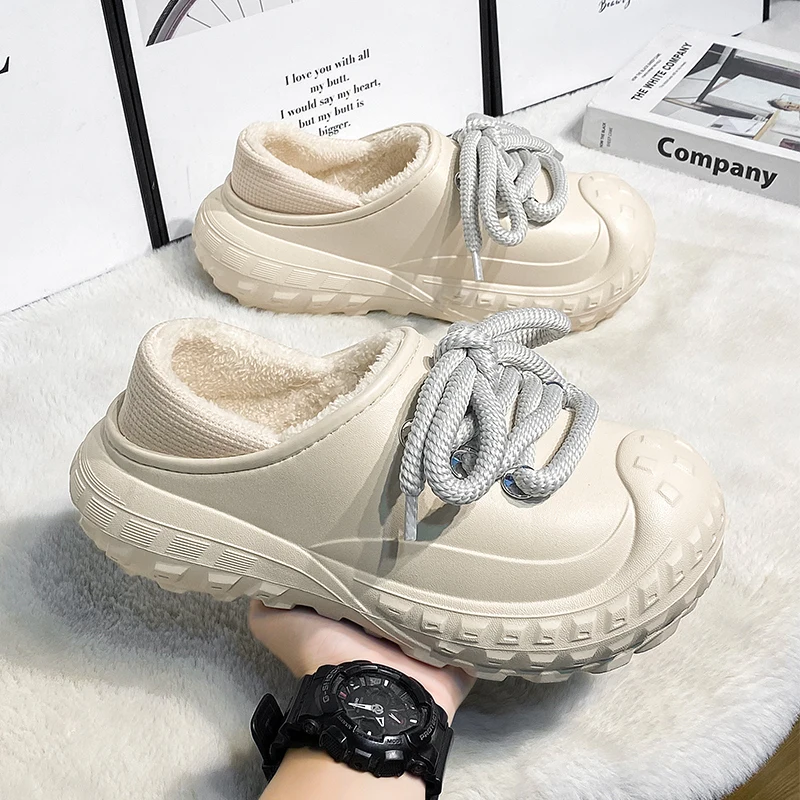 

Couple Style Cotton Slippers for Men and Women 2025 Winter New Indoor Thick-Soled Fleece-Lined Thickened Warm Outer Wear Baoto