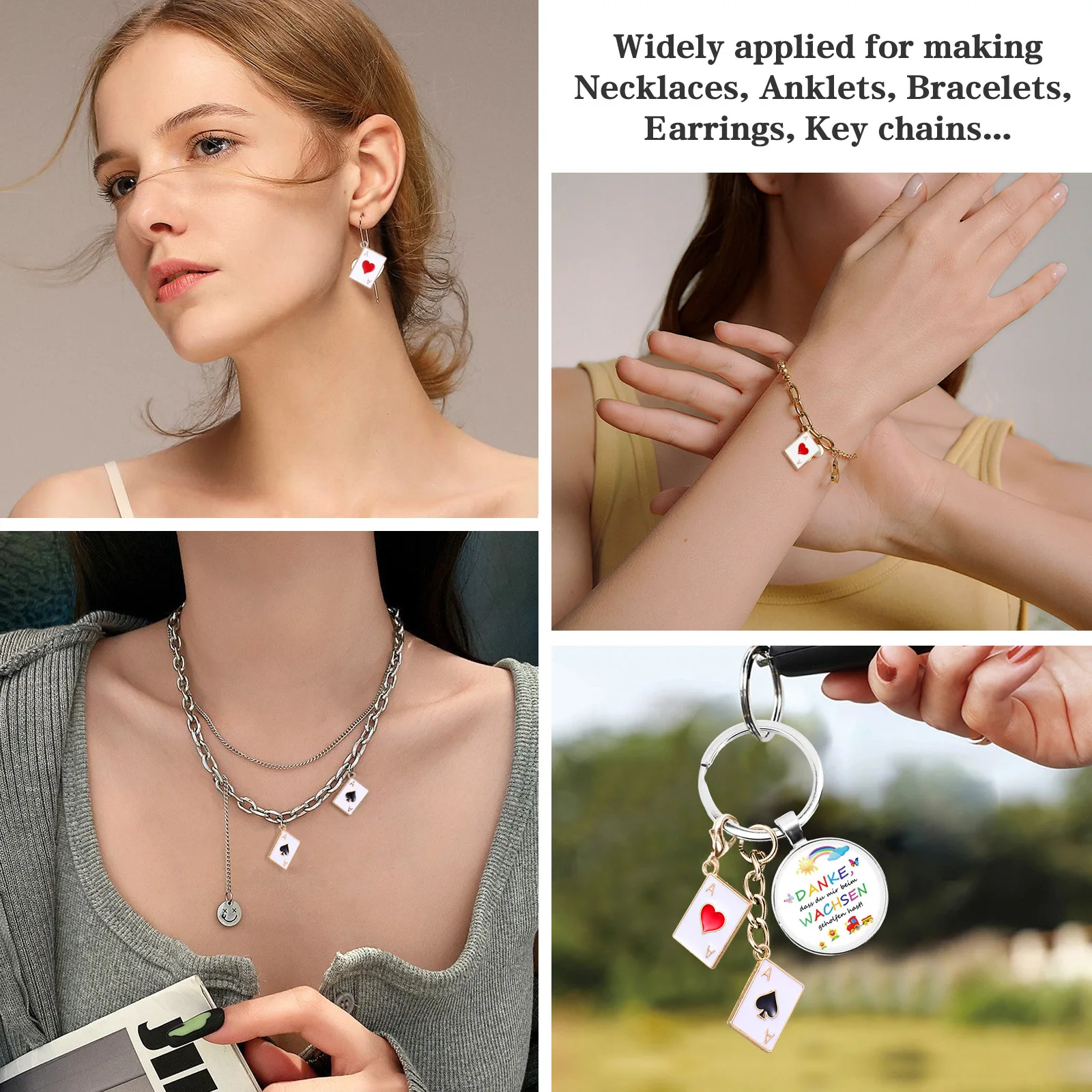 

20Pcs DIY Poker Shape Jewelry Charms Made of Premium Alloy Lightweight Portable Pendants for Handmade Earrings Necklaces Decor