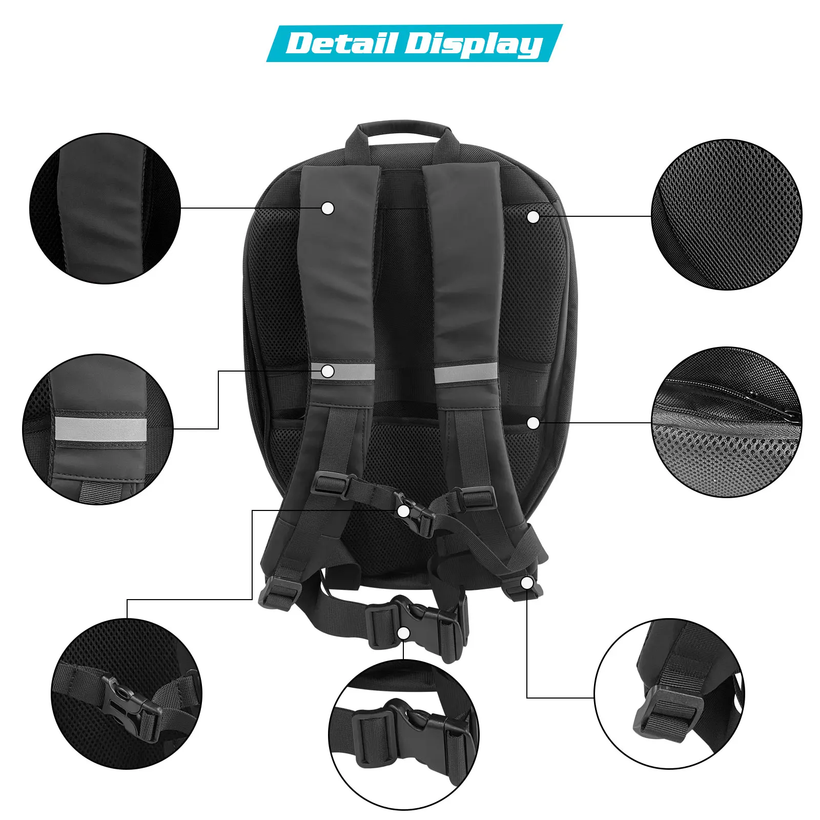 LOY LED Knight Cycling Backpack with Eye Motorcycle Helmet Bluetooth APP Control Waterproof Hard Shell Laptops LED Bags Mochila