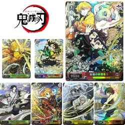 Demon Slayer Kamado Tanjirou Agatsuma Zenitsu DIY Homemade Bronzing Game Toys Collection Card Christmas Birthday Gift