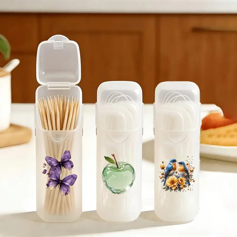 Portable Travel Mini Toothpick Dental Floss Storage Box Cotton Swabs Box Multi-Purpose Perfect For Home Kitchen Table Daily Use