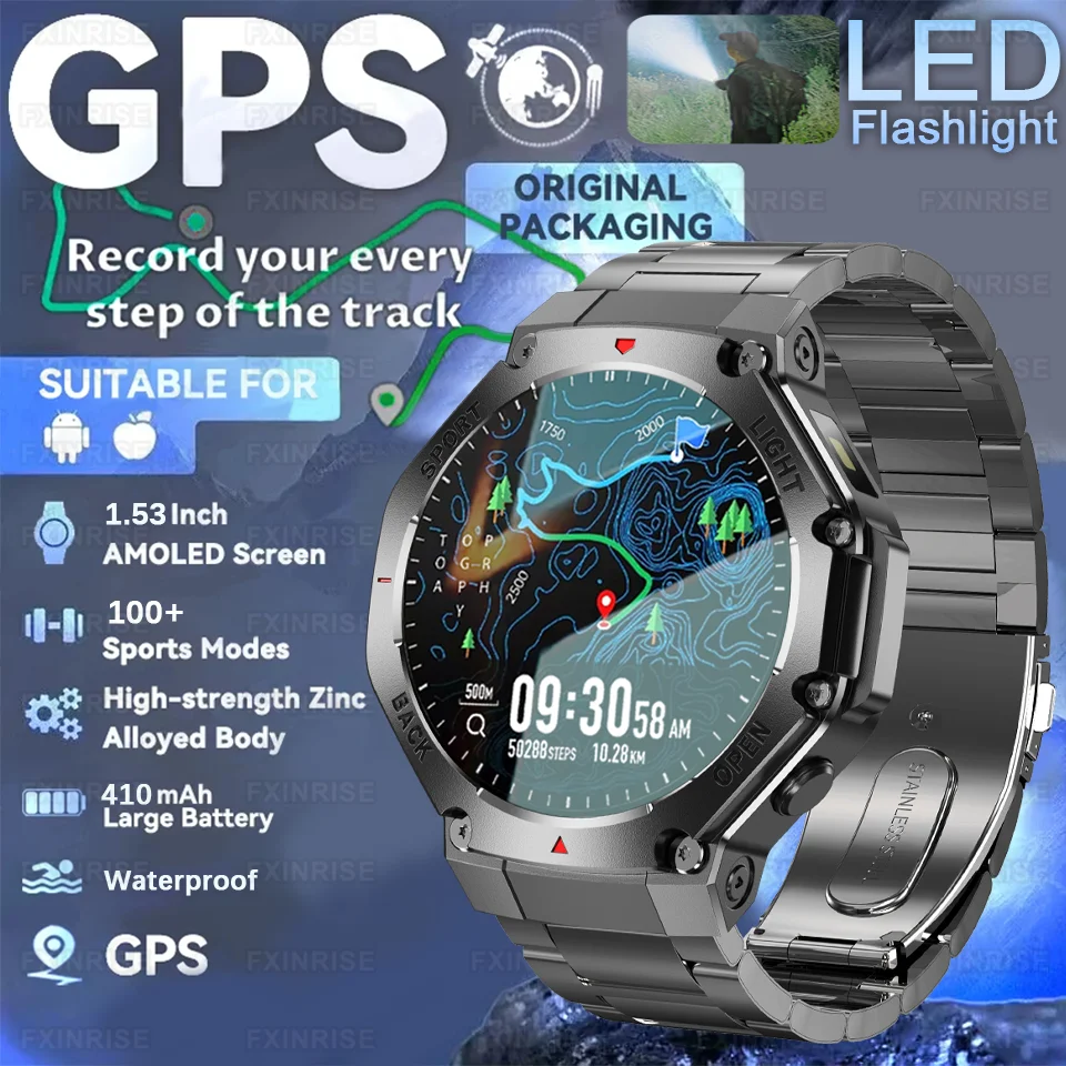 2025New Original GPS SmartWatch Ultra HD AMOLED Display Built-in LED Flashlight Bluetooth Call Waterproof Smart Watch For HUAWEI