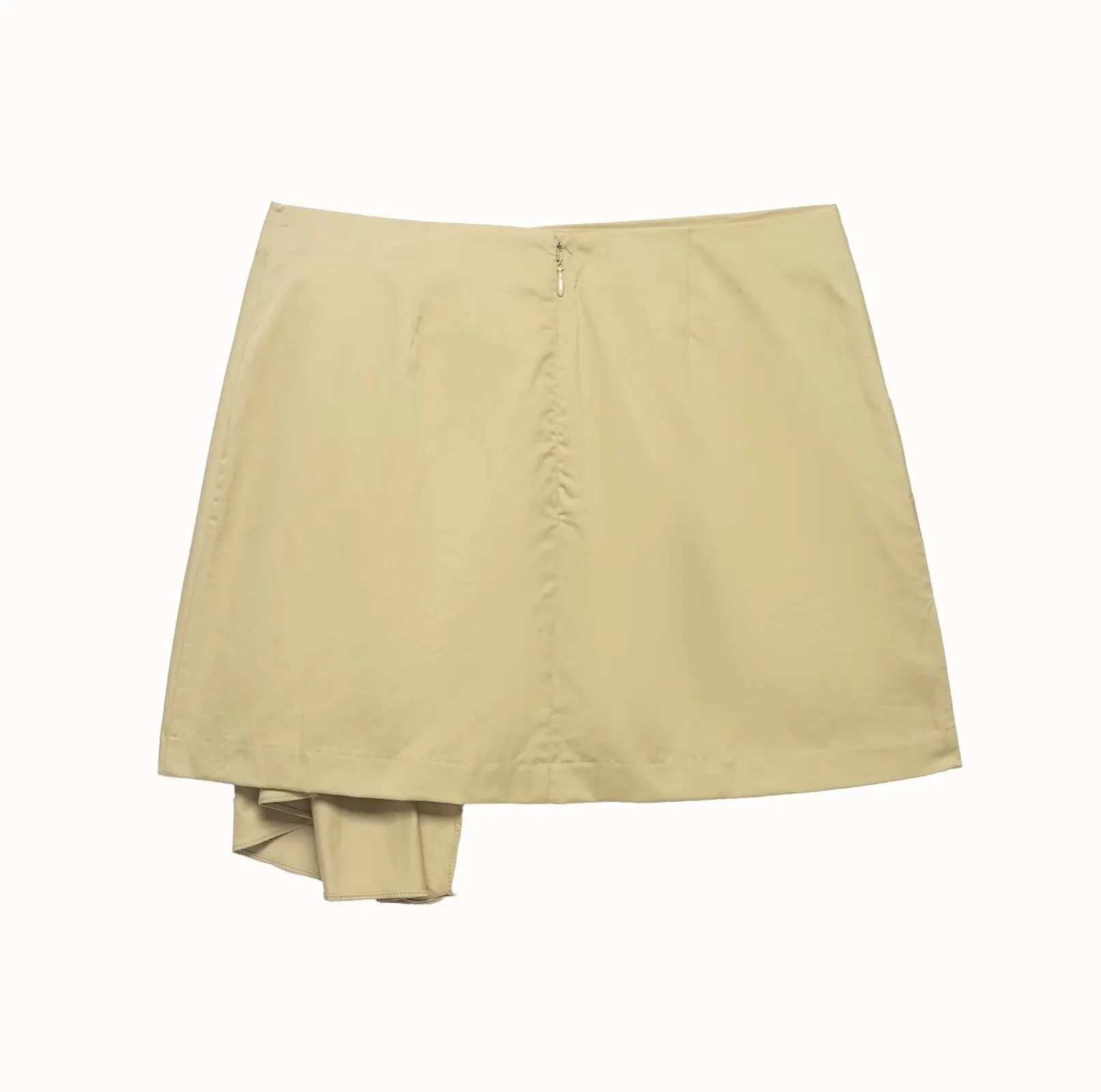 European and American 2026 New Summer Women's Clothing, Simple and Slim Fit, A-Line High Waist Tie Design Twill Skirt