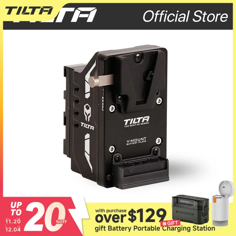 Tilta V Mount Battery Plate for Z CAM cameras for Sony L Series to V-Mount Adapter Battery Plate Type I Tiltaing Gray TA-ABP-G