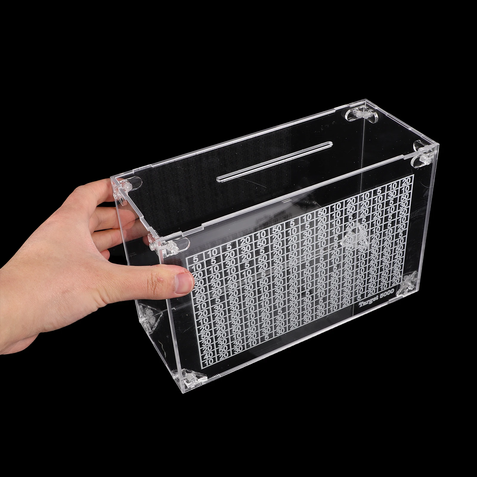 

Acrylic Clear Piggy Bank 5000 Dollar Savings Goal Transparent Money Jar for Adults Home Office Decor Counting Cash Storage