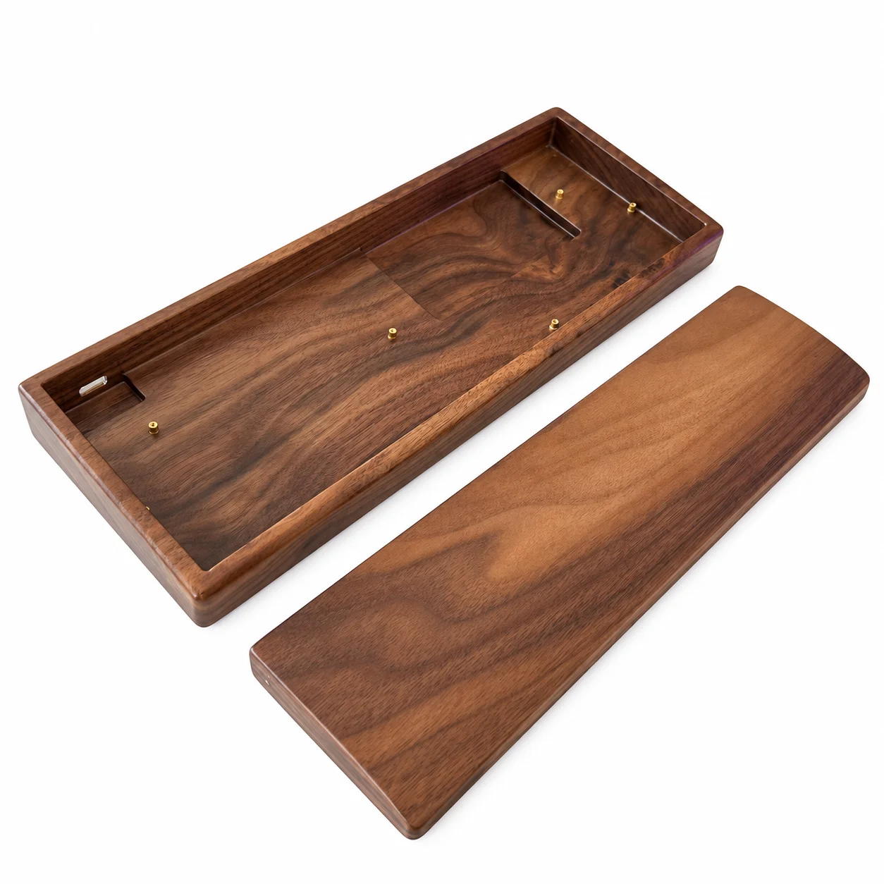 60% Wooden Keyboard Case with Wrist Rest, Solid Black Walnut/Beech, 7° Tilt, for GH60 Wooting 60HE DZ60 Poker 3