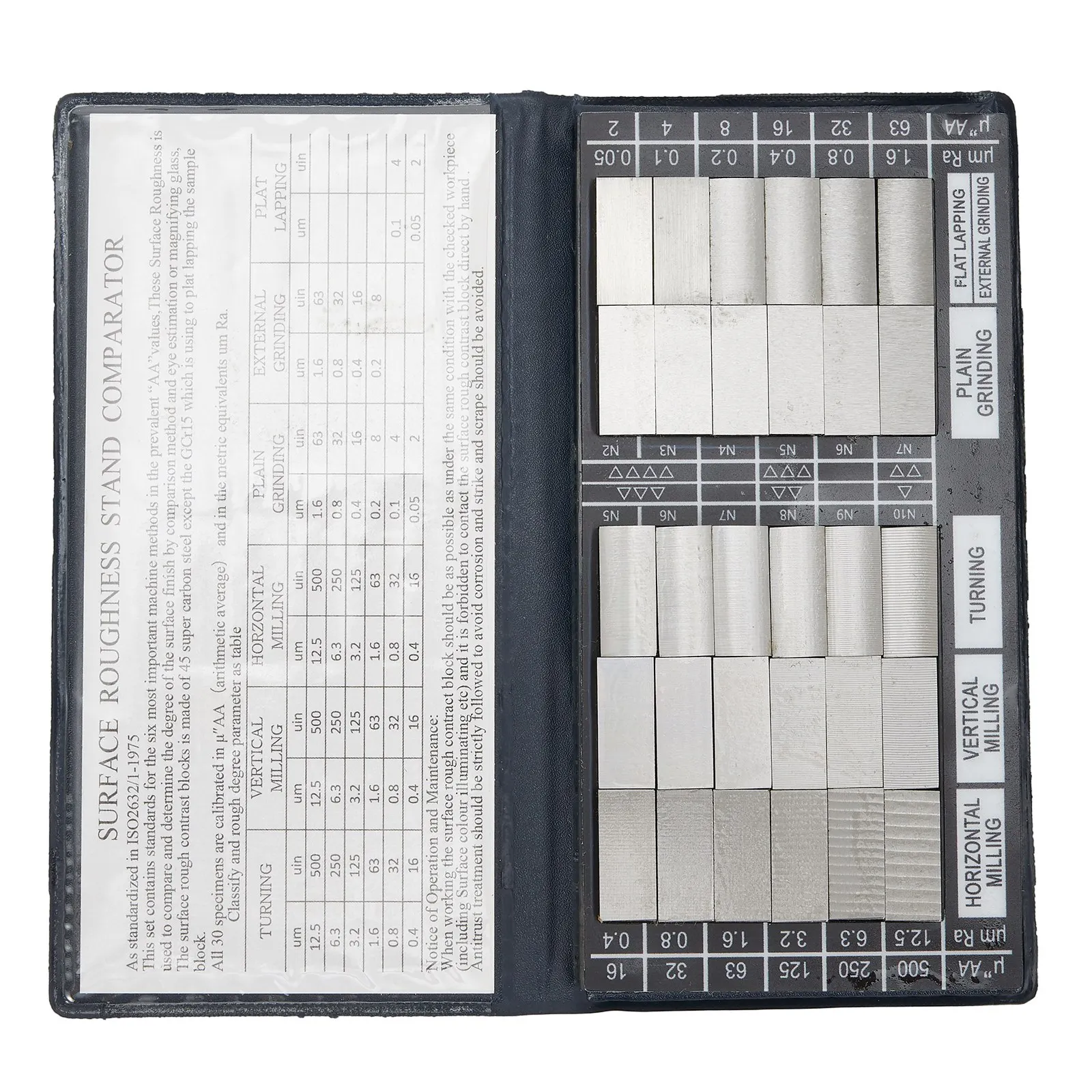 Exterior Roughness Sample Block Ra0 05 with 30 Calibration Pieces for Inspection of Finish on Machined Workpieces