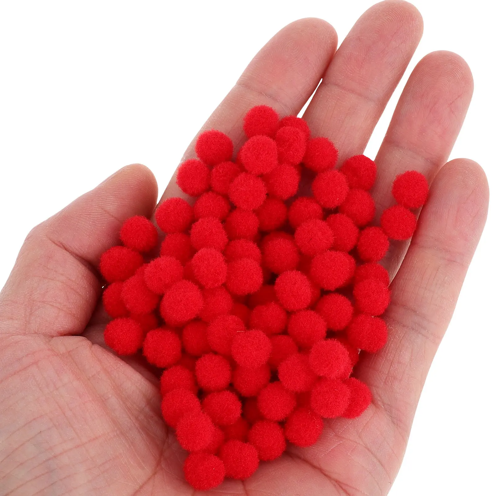 100Pcs Red Mini Pom Poms Polyester Craft Balls for Classroom Preschool DIY Art Projects Bulk Colorful Set Tiny Pom Poms
