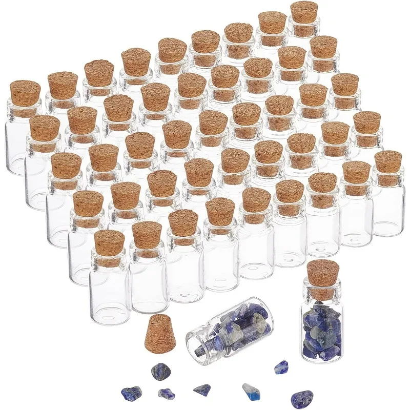 

50pcs Mini Glass Bottles, 1.5ml Small Jars with Cork Stoppers Wish Favor Bottles Storage Container for Spell Jar Wedding Decorat