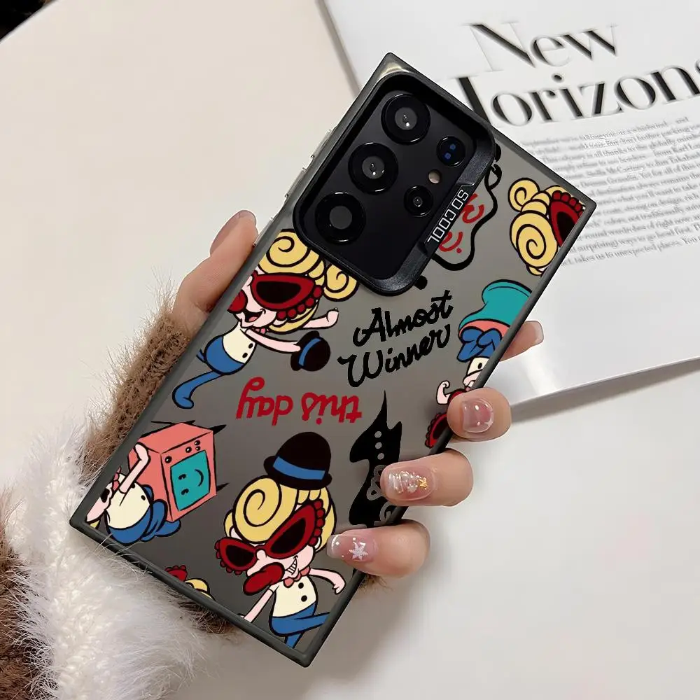 Cartoon H-Hysteric Mini Phone Case For Samsung Galaxy S25 S24 S22 S23 Ultra S21 S23 Plus 5G Shiny TPU Cover Shockproof Funda