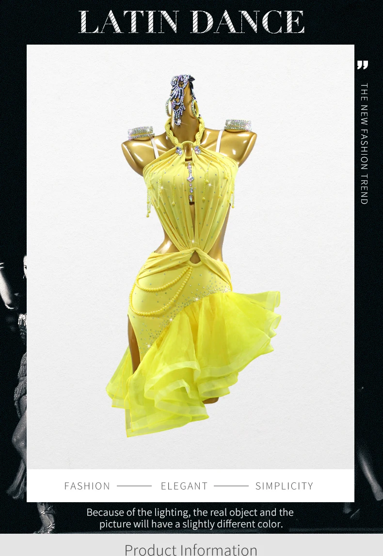 Damen-Ballroom-Tanzwettbewerbskleider, Abendbühnenkleidung, lateinamerikanische Trainingskostüme, Mädchen-Sporttanzbekleidung, eleganter Partyanzug – Detail 2