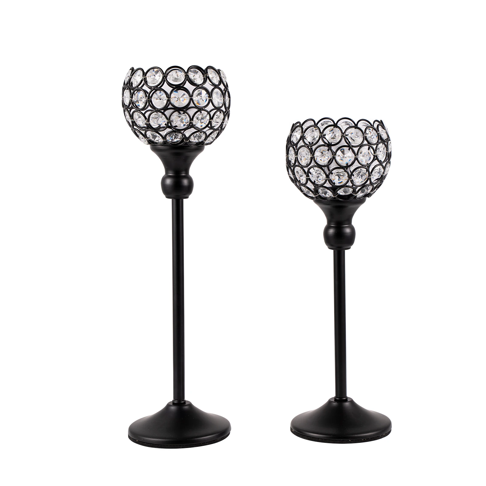 Black Crystal Candle Tealight Holders Tall Candelabra Table Centerpieces Wedding Party Stands Home Decoration