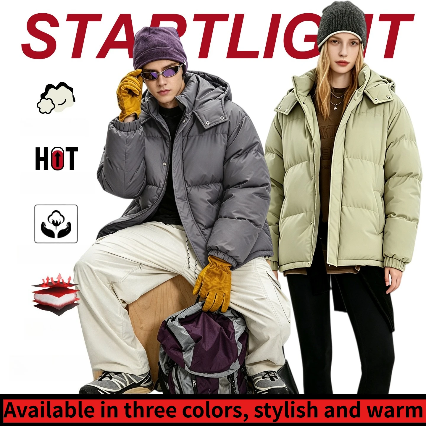 Motorcycle riding warm loose cotton clothes casual winter clothes thick couple tops fashion stand-up collar hooded jacket