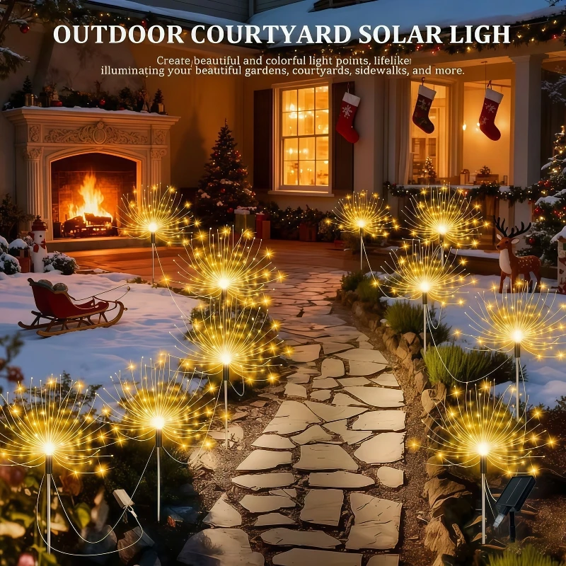 4er/6er-Set Solar-Gartenleuchten für den Außenbereich, intelligente Solar-Feuerwerkslichter für Garten, Terrasse und Feiertagsdekorationen – Detail 3