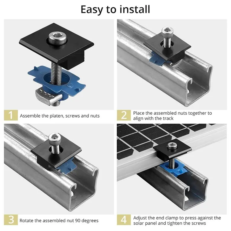 DTEN-Solar Panel Mounting Kit 10Pcs Mid Clamps For 30Mm/35Mm Frames- Aluminum Alloy Solar Screen Fixings For Roof Installation M