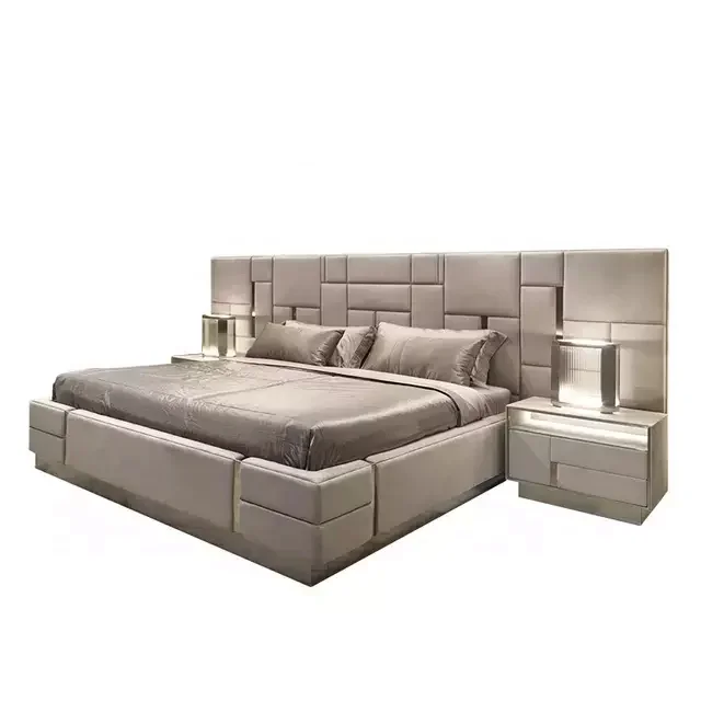 Italian Design Luxurious jade master modern Royal King Size Bed frame Luxury Bed With High Headboard