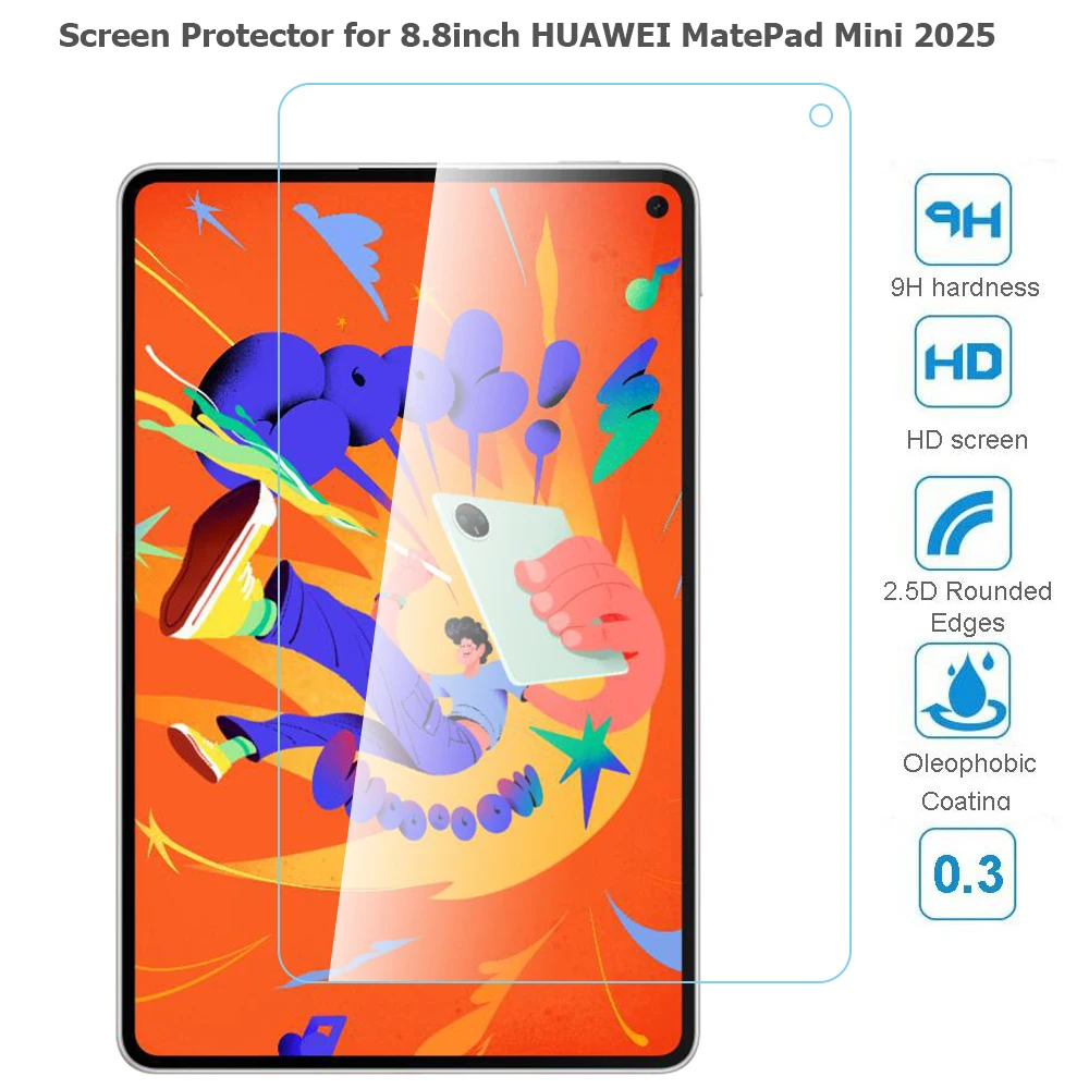 

Защитная пленка для экрана HUAWEI MatePad Mini 8,8 дюйма, модель 2025 MLR-AL10 2,5D 0,3 мм, закаленное стекло 9H для пленки MatePad Mini 2025
