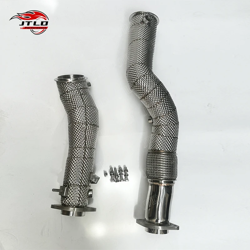 

76mm 3" Piping Size 304 Stainless Steel Decat Exhaust Catless Downpipe For BMW G80 M3 G82 M4 S58 Test Pipes with Heat Shield