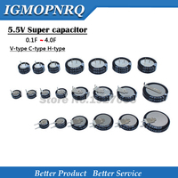 5.5V Super capacitor 0.1F 0.22F 0.33F 0.47F 1F 1.5F 4.0F V-type C-type H-type Button Farad capacitor