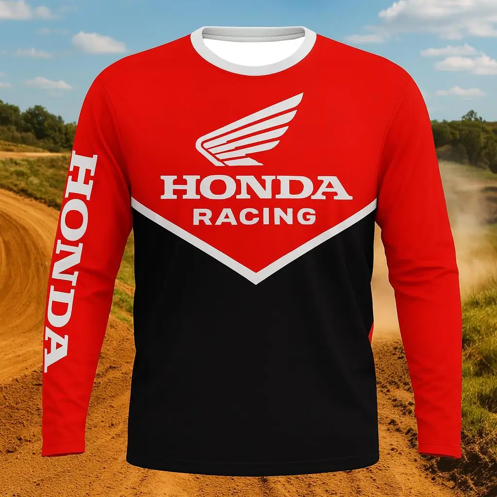 

Мужская мотоциклетная футболка Honda с длинным рукавом, быстросохнущая, дышащая, идеальная экипировка для мотокросса и горных гонок