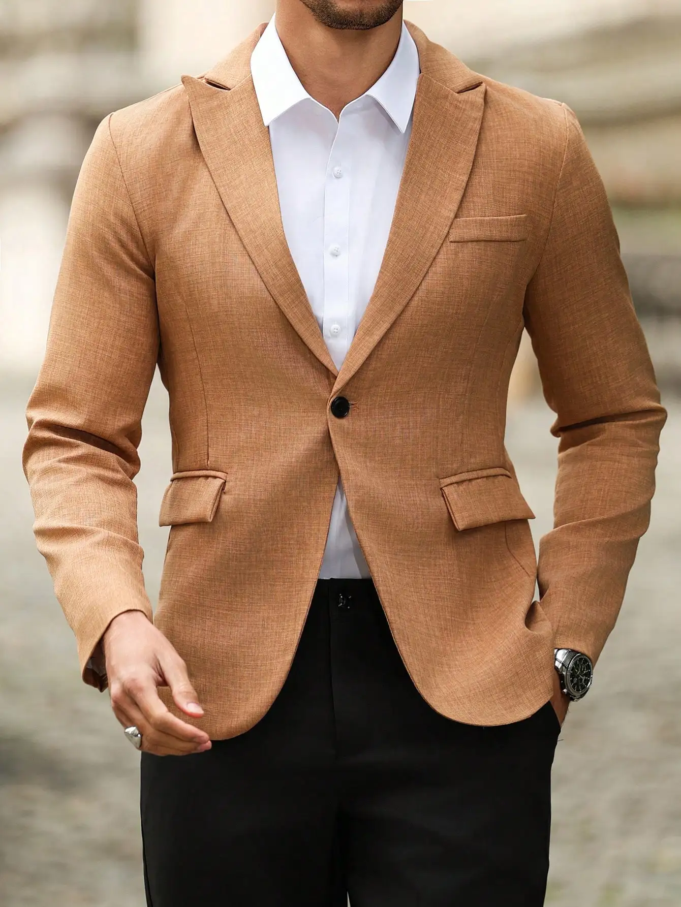 

Spring men's suit jacket Single breasted lapel slim fit man coat business casual formal groom‘s suit jacket for wedding party