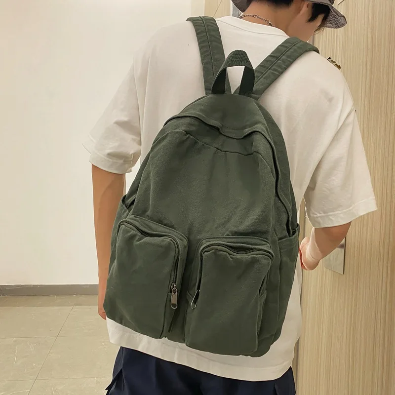 

Washable Canvas Backpack High Capacity Genjuku Style High School Student backpack Men's and Women's Outdoor Travel Backpack