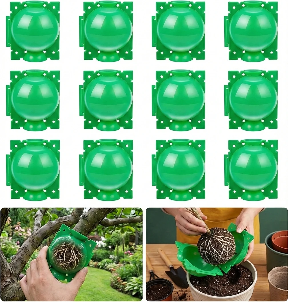 12Pcs Air Layering Pods Propagation Box Reusable Grafting Ball Plant Rooting Box Plant Growing Box Rooting Ball Fast Propagation